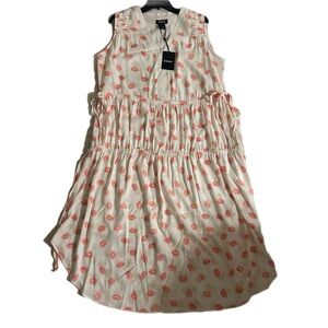 DKNY Pink Smocked Midi Sundress